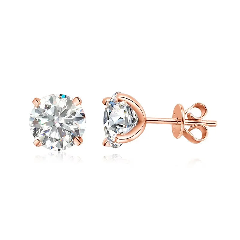 Smyoue 0.2-3CT Rose Gold Color Moissanite Stud Sparkling Classic Wedding Lab Diamond Earring Pure 925 Silver