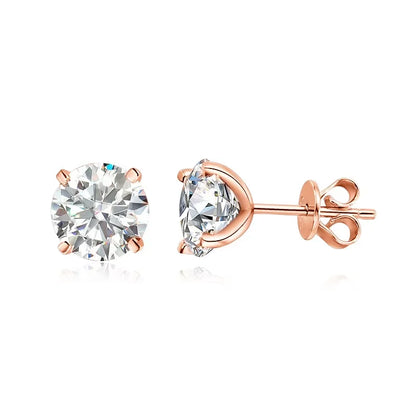 Smyoue 0.2-3CT Rose Gold Color Moissanite Stud  Sparkling Classic Wedding Lab Diamond Earring Pure 925 Silver