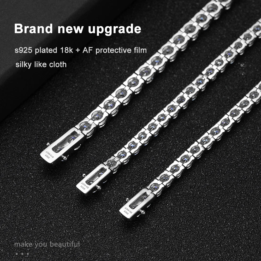 D VVS1 Moissanite Tennis Bracelet Original S925 Sterling Silver Plated 18K White Gold with GRA Bracelets for Women Man