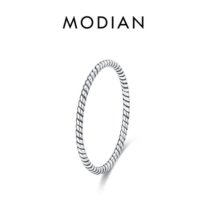 925 Sterling Silver Simple Fashion Stackable Ring Classic Wave Geometric Exquisite Finger Rings for Women Party Jewelry