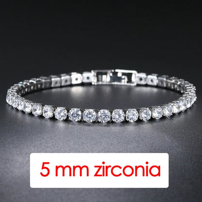 Hip Hop Iced Out 3/4/5Mm Crystal Tennis Bracelet for Men Homme Punk Zirconia Women'S Chain on Hand Streetwear Trendy Jewelry