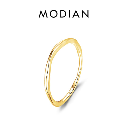 925 Sterling Silver Simple Fashion Stackable Ring Classic Wave Geometric Exquisite Finger Rings for Women Party Jewelry