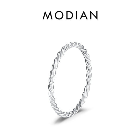 925 Sterling Silver Simple Fashion Stackable Ring Classic Wave Geometric Exquisite Finger Rings for Women Party Jewelry