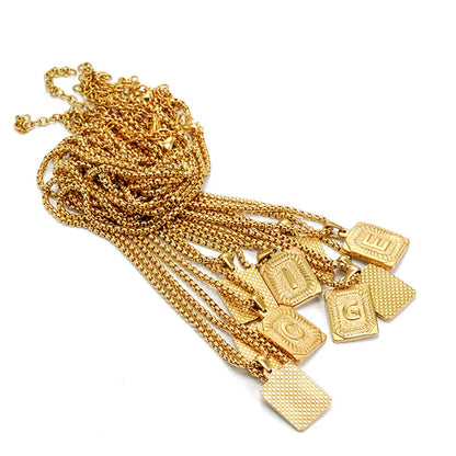 Punk Initial Letter Necklace Gold Color Stainless Steel Rope Suqare Chain Alphabet Name A-Z Pendant for Women Jewelry Gift