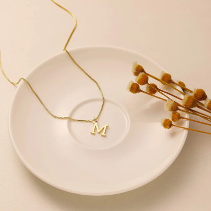 A-Z Initial Necklace 18K Gold Plated Necklace Cute Letter Stainless Steel Necklace for Women