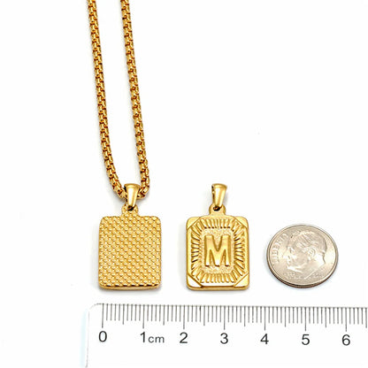 Punk Initial Letter Necklace Gold Color Stainless Steel Rope Suqare Chain Alphabet Name A-Z Pendant for Women Jewelry Gift