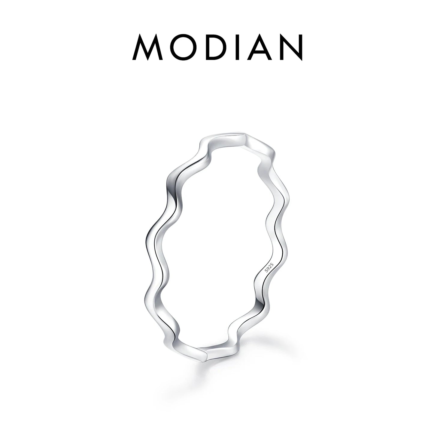 925 Sterling Silver Simple Fashion Stackable Ring Classic Wave Geometric Exquisite Finger Rings for Women Party Jewelry