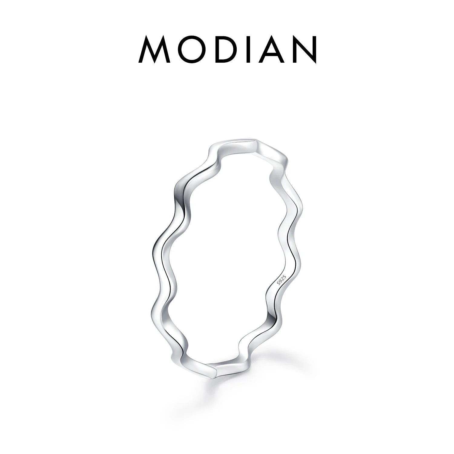925 Sterling Silver Simple Fashion Stackable Ring Classic Wave Geometric Exquisite Finger Rings for Women Party Jewelry