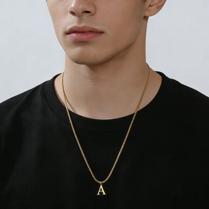 A-Z Initial Letter Box Chain Necklace for Men Stainless Steel Alphabet Pendant Man Chains Punk Jewelry Gift 2026