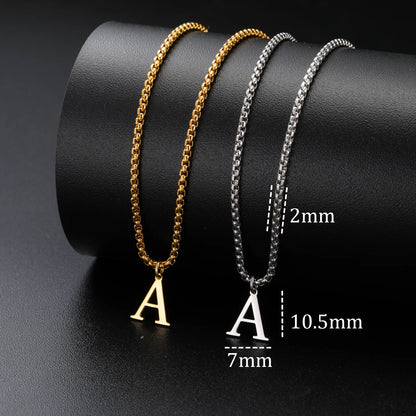 A-Z Initial Letter Box Chain Necklace for Men Stainless Steel Alphabet Pendant Man Chains Punk Jewelry Gift 2026