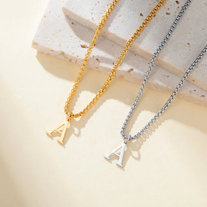 A-Z Initial Letter Box Chain Necklace