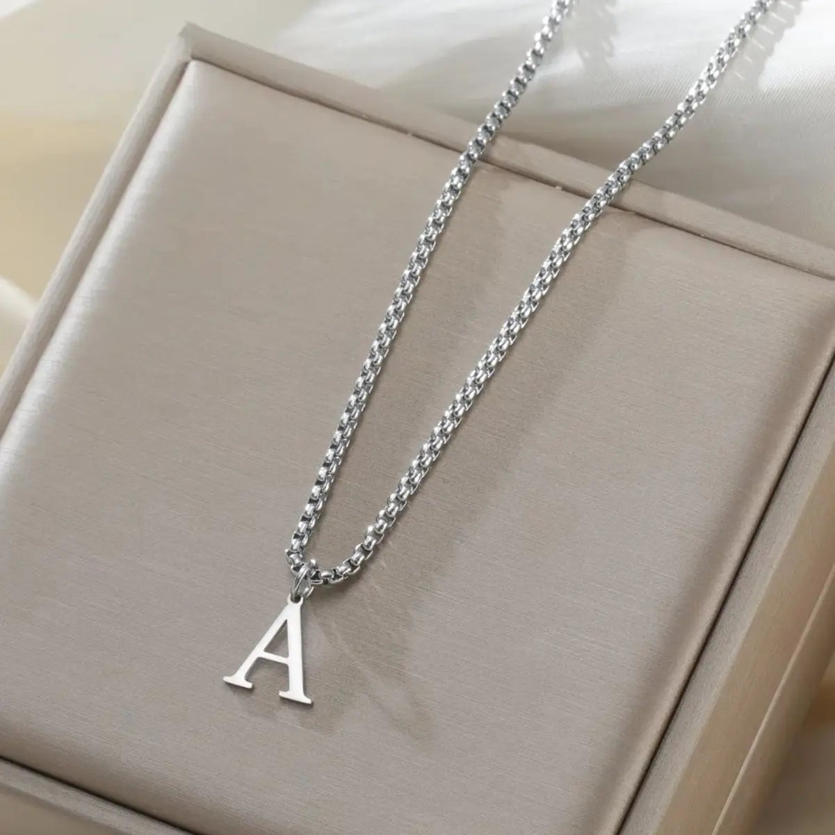A-Z Initial Letter Box Chain Necklace for Men Stainless Steel Alphabet Pendant Man Chains Punk Jewelry Gift 2026