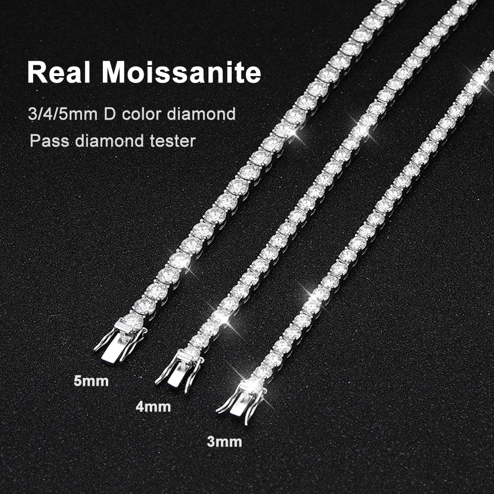 D VVS1 Moissanite Tennis Bracelet Original S925 Sterling Silver Plated 18K White Gold with GRA Bracelets for Women Man