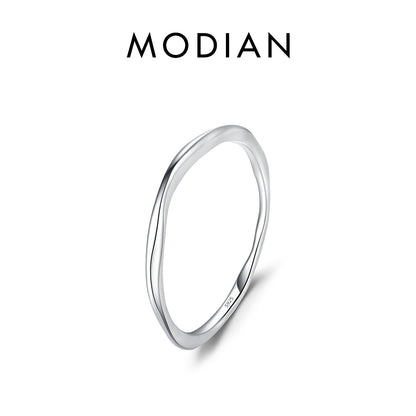 925 Sterling Silver Simple Fashion Stackable Ring Classic Wave Geometric Exquisite Finger Rings for Women Party Jewelry