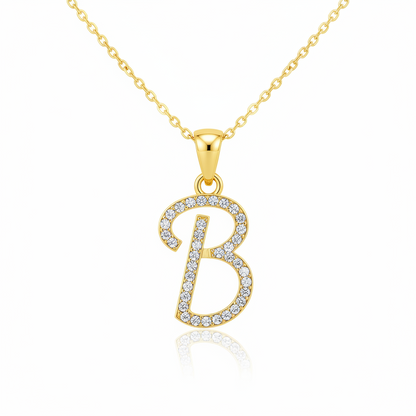 Hot A-Z Initial Cursive Letters Pendant Necklace for Women Gold Silver Color Shiny Rhinestone Metal Chain Necklace Jewelry Gift
