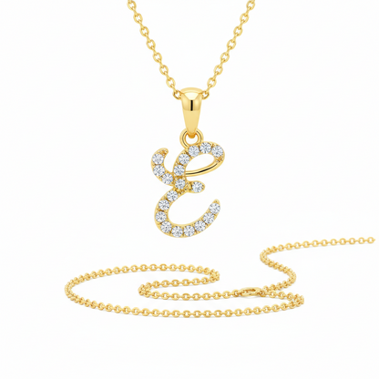 Hot A-Z Initial Cursive Letters Pendant Necklace for Women Gold Silver Color Shiny Rhinestone Metal Chain Necklace Jewelry Gift