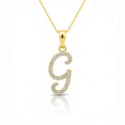 Hot A-Z Initial Cursive Letters Pendant Necklace for Women Gold Silver Color Shiny Rhinestone Metal Chain Necklace Jewelry Gift
