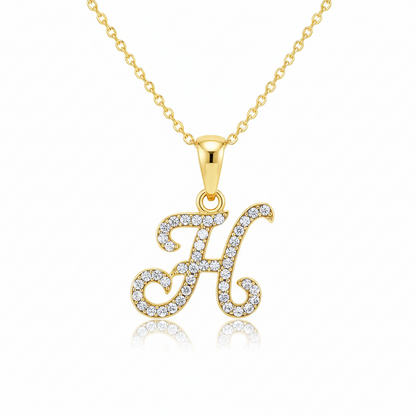 Hot A-Z Initial Cursive Letters Pendant Necklace for Women Gold Silver Color Shiny Rhinestone Metal Chain Necklace Jewelry Gift