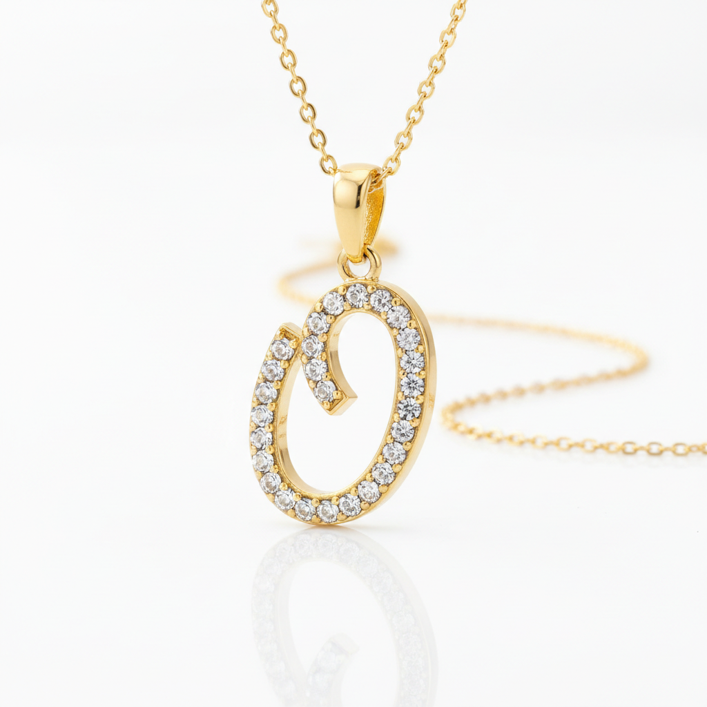 Hot A-Z Initial Cursive Letters Pendant Necklace for Women Gold Silver Color Shiny Rhinestone Metal Chain Necklace Jewelry Gift