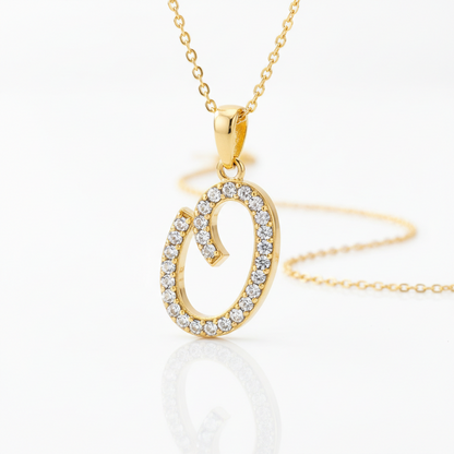 Hot A-Z Initial Cursive Letters Pendant Necklace for Women Gold Silver Color Shiny Rhinestone Metal Chain Necklace Jewelry Gift